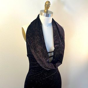 Insane 90s fitted cowl neck disco dress